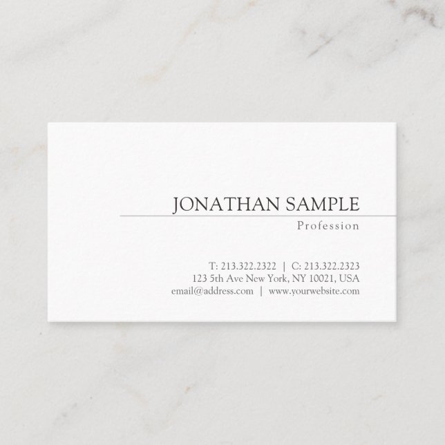Elegant Minimalist Design Trendy Plain Modern Business Card (Front)