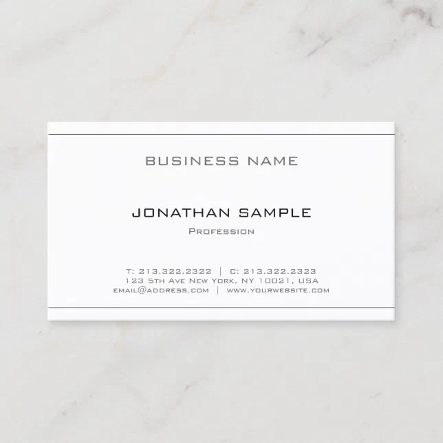 Elegant Minimalist Design Trendy Plain Modern Business Card | Zazzle