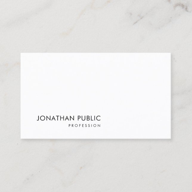 Elegant Minimalist Design White Modern Template Business Card (Front)