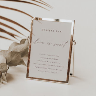 Elegant Minimalist Dessert Bar Menu Sign           Invitation