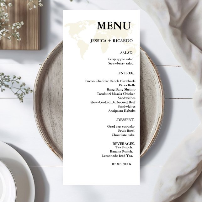 Elegant minimalist Destination Beige Wedding Menu (Creator Uploaded)
