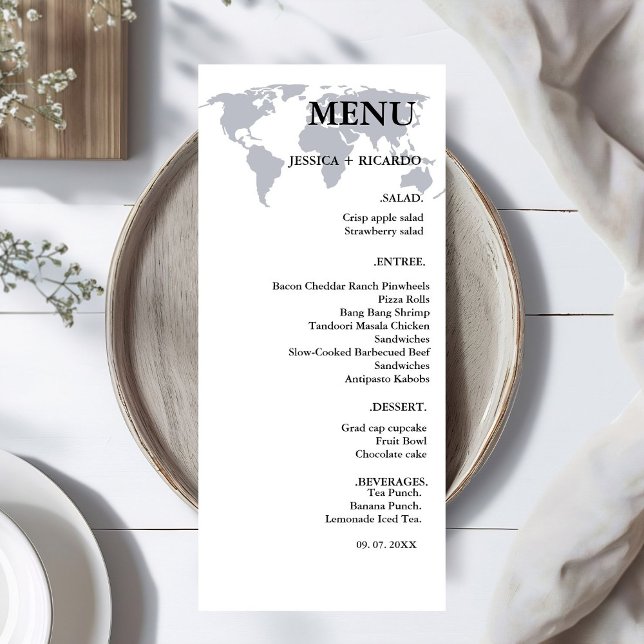 Elegant minimalist Destination Navy Blue Wedding Menu (Creator Uploaded)