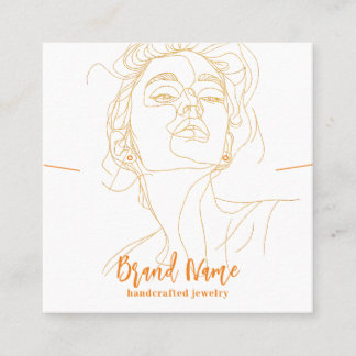 Elegant Minimalist Drawing Jewelry Display (Vol.1) Square Business Card
