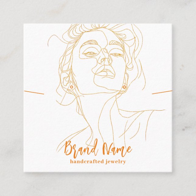 Elegant Minimalist Drawing Jewelry Display (Vol.1) Square Business Card (Front)