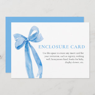Elegant Minimalist Dusty Blue Bow Enclosure Card