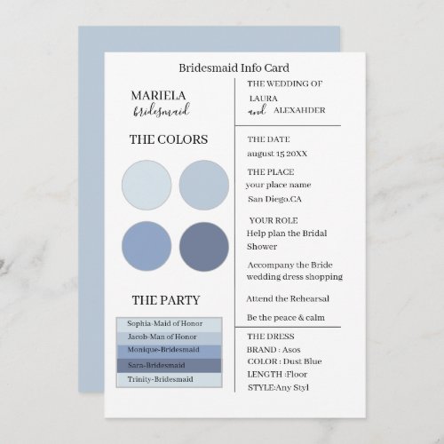 Elegant Minimalist Dusty Blue Bridesmaid Invitation
