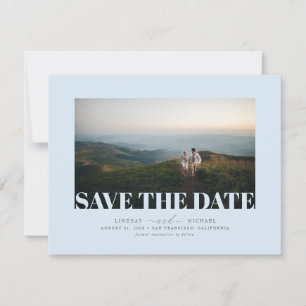 Elegant Minimalist Dusty Blue Save the Date Photo