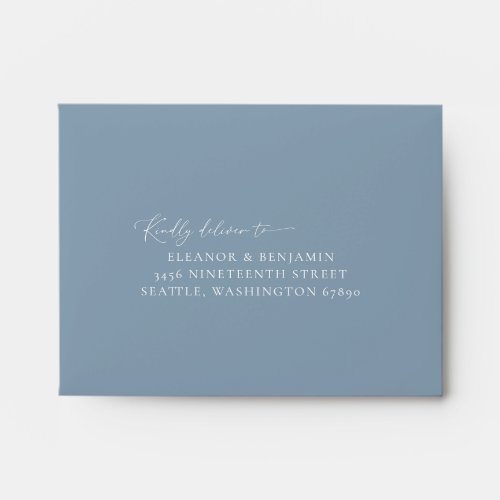 Elegant Minimalist Dusty Blue Script RSVP Address Envelope