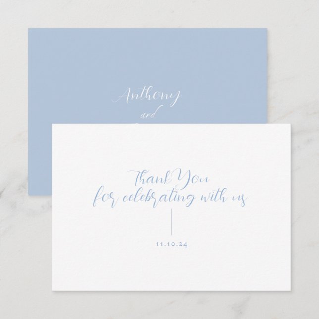 Elegant Minimalist Dusty Blue Thank You Card (Front/Back)