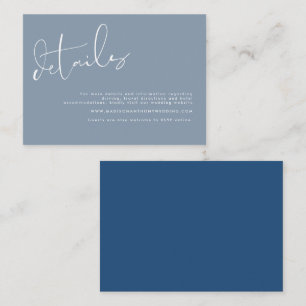 Elegant Minimalist Dusty Blue Wedding Details Enclosure Card