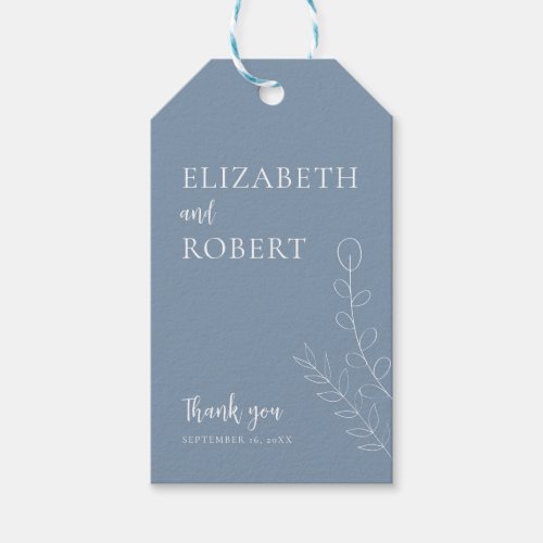 Elegant Minimalist Dusty Blue Wedding Favor Gift Tags