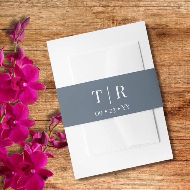 Elegant Minimalist Dusty Blue Wedding Invitation Belly Band (Creator Uploaded)