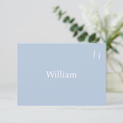 Elegant Minimalist Dusty Blue Wedding Place Card