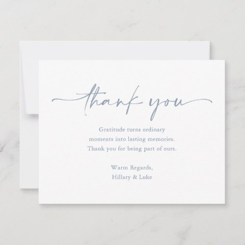 Elegant Minimalist Dusty Blue Wedding Thank You Note Card
