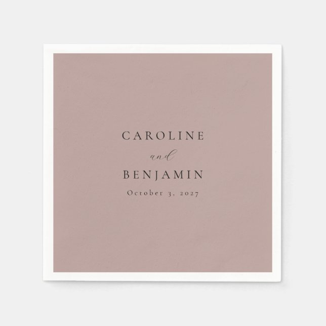 Elegant Minimalist Dusty Mauve Calligraphy Wedding Napkins (Front)