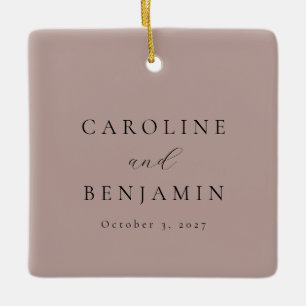 Elegant Minimalist Dusty Mauve Wedding Favor Ceramic Ornament