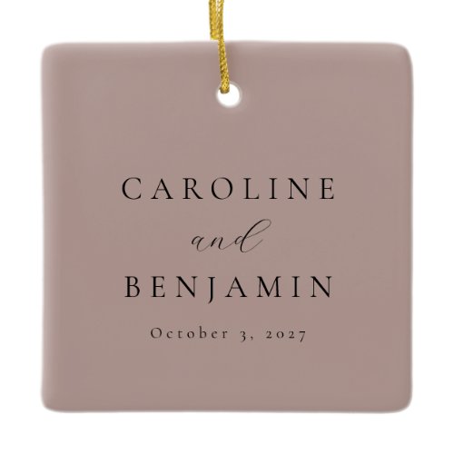Elegant Minimalist Dusty Mauve Wedding Favor Ceramic Ornament