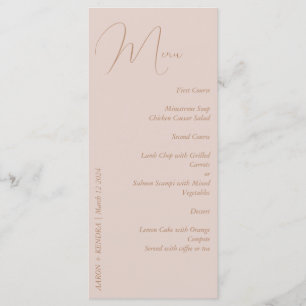Elegant Minimalist Dusty Pink and Gold Menu