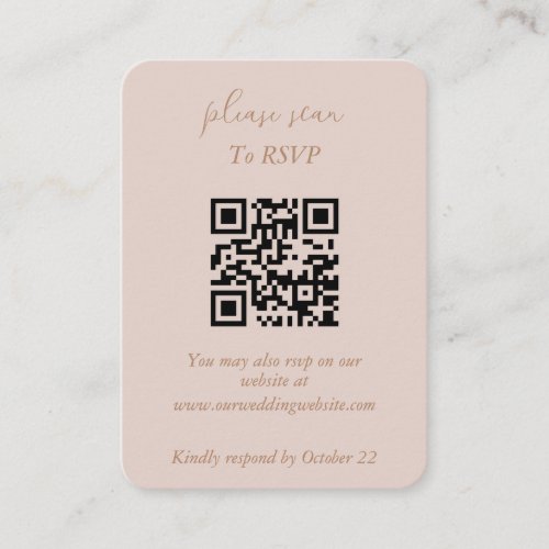 Elegant minimalist dusty pink and gold QR Enclosure Card