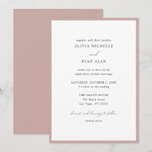 Elegant Minimalist Dusty Pink Wedding Invitation