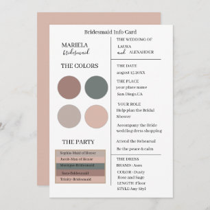 Elegant Minimalist Dusty Rose and Sage Bridesmaid Invitation