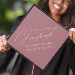 Elegant Minimalist Dusty Rose Graduation Cap Topper<br><div class="desc">Elegant graduation cap topper featuring "Graduate" displayed in a beautiful white calligraphy script with a dusty rose background. Personalize the graduation cap topper with the graduate's name,  school name,  and graduation year.</div>