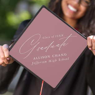 Elegant Minimalist Dusty Rose Graduation Cap Topper
