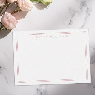 Elegant Minimalist Dusty Rose Two Border Note Card