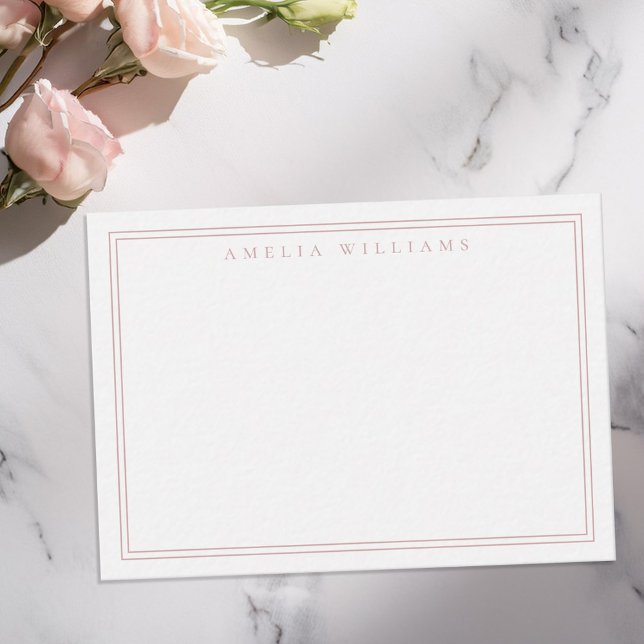 Elegant Minimalist Dusty Rose Two Border Note Card (Creator Uploaded)