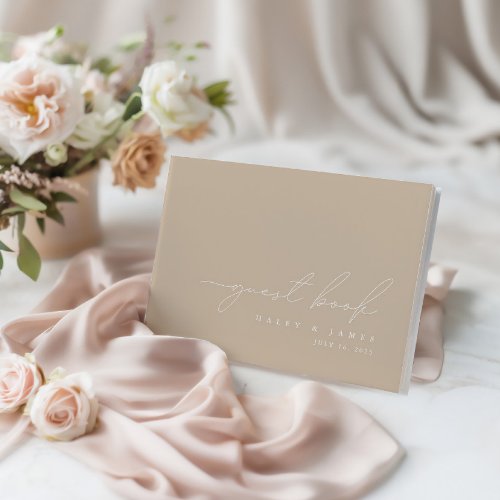 Elegant Minimalist Dusty Taupe Wedding Guest Book