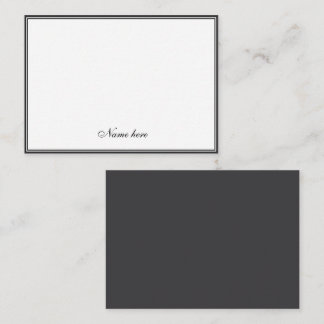 Elegant minimalist elegant &white two border note card
