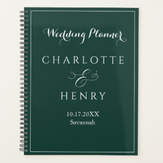 Elegant Minimalist Emerald Green Wedding  Planner