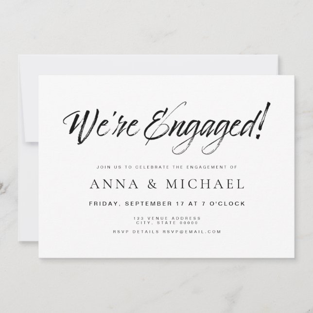 Elegant Minimalist Engagement Party Invitation (Front)