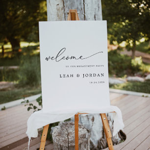 Elegant Minimalist Engagement Party Welcome Sign