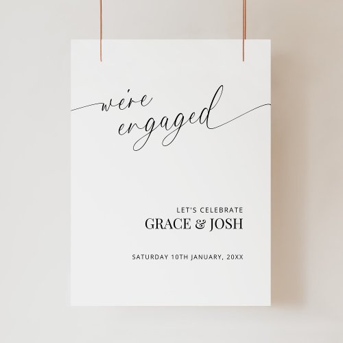 Elegant Minimalist Engagement Party Welcome Sign