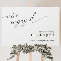 Elegant Minimalist Engagement Party Welcome Sign