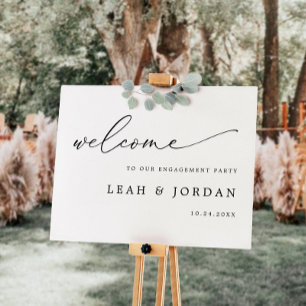 Elegant Minimalist Engagement Party Welcome Yard Sign