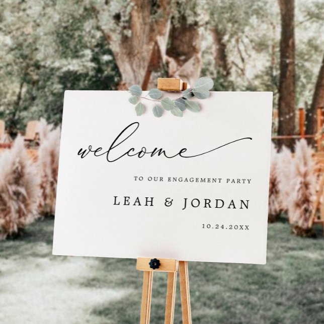 Elegant Minimalist Engagement Party Welcome Yard Sign (Creator Uploaded)