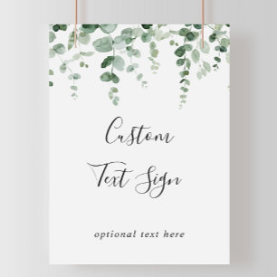 Elegant Minimalist Eucalyptus Custom Text Sign