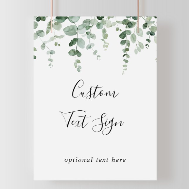 Elegant Minimalist Eucalyptus Custom Text Sign (Creator Uploaded)