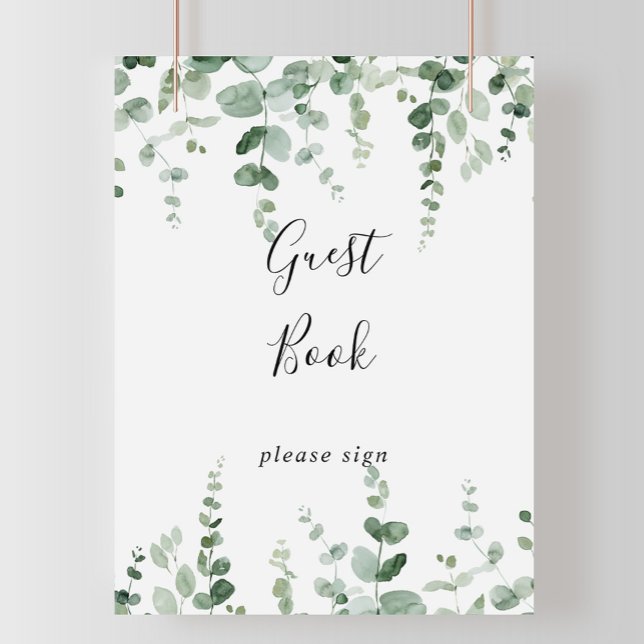 Elegant Minimalist Eucalyptus Guest Book Sign (Creator Uploaded)