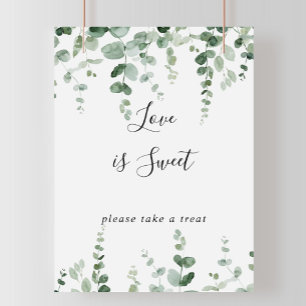 Elegant Minimalist Eucalyptus Love Is Sweet Sign
