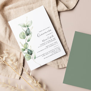 Elegant Minimalist Eucalyptus Quinceanera Invitation