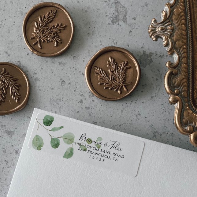 Elegant Minimalist Eucalyptus Return Address  Label (Creator Uploaded)