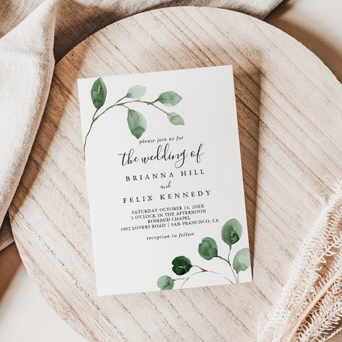 Elegant Minimalist Eucalyptus The Wedding Of  Invitation
