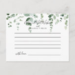 Elegant Minimalist Eucalyptus Wedding Advice Card<br><div class="desc">This elegant minimalist eucalyptus wedding advice card is perfect for a modern wedding. The design features watercolor hand-drawn elegant botanical eucalyptus branches and leaves. These cards are perfect for a wedding, bridal shower, baby shower, graduation party & more. Personalize the cards with the names of the bride and groom, parents-to-be...</div>