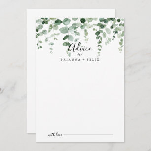Elegant Minimalist Eucalyptus Wedding Advice Card