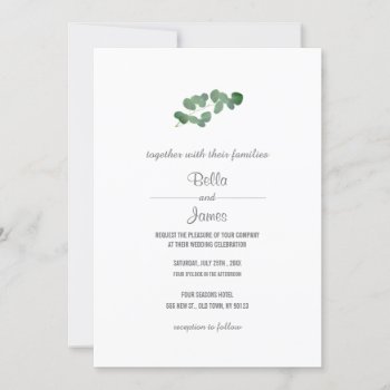 Elegant Minimalist Eucalyptus Wedding Invitations by FancyMeWedding at Zazzle