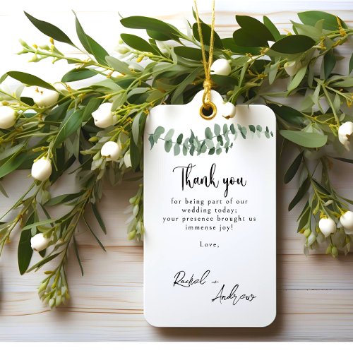 Elegant Minimalist Eucalyptus Wedding thank you Gift Tags