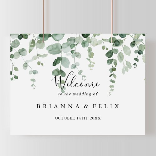 Elegant Minimalist Eucalyptus Wedding Welcome Sign